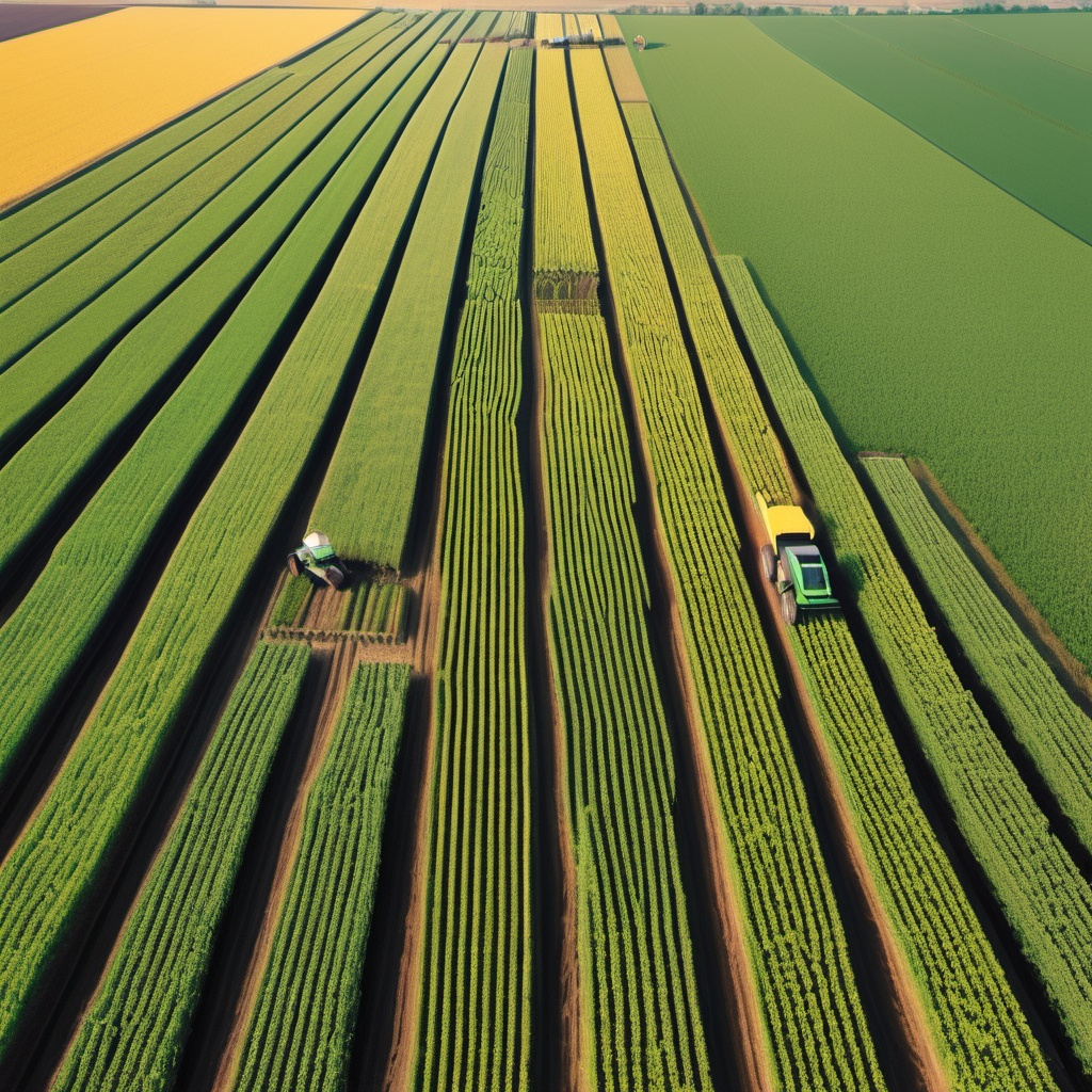 a group of tractors working in a field